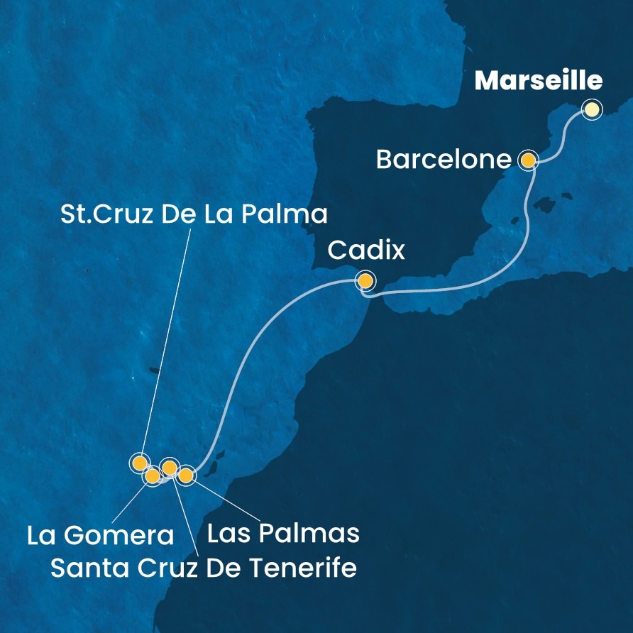 carte *En route vers les Canaries, 10 jours