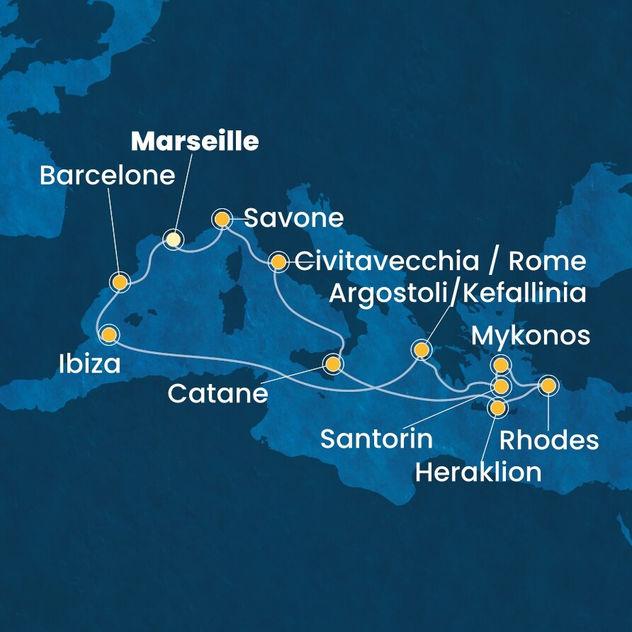 carte Méditerranée, 15 jours
