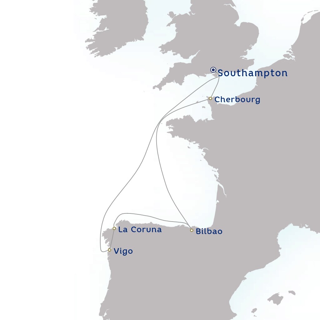 carte Royaume-Uni, France, Espagne - 8 jours