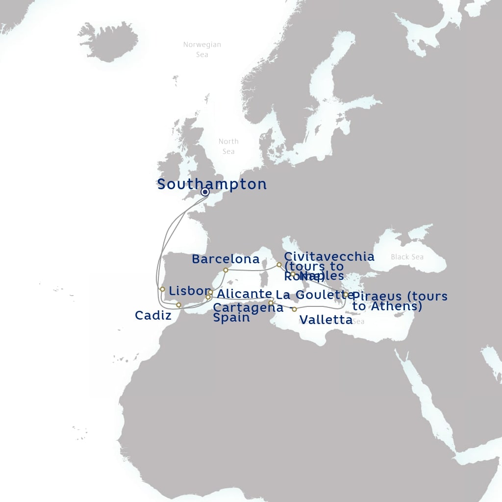 carte Royaume-Uni, Espagne, Tunisie - 22 jours