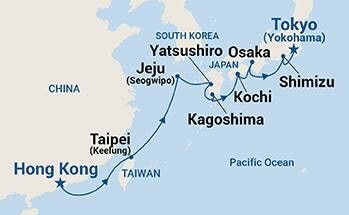 carte Chine, Taiwan, Corée du Sud, Japon, 12 jours