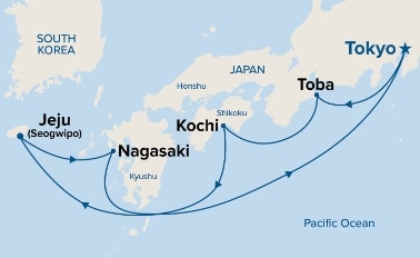 carte Japon, Corée du Sud, 8 jours