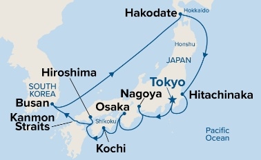 carte Japon, Corée du Sud, 12 jours