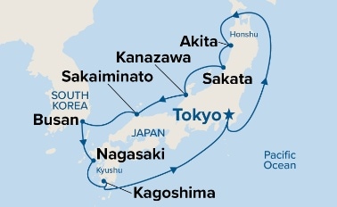 carte Japon, Corée du Sud, 12 jours