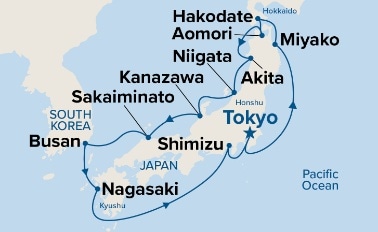 carte Japon, Corée du Sud, 14 jours