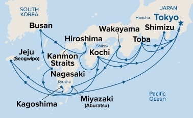 carte Japon, Corée du Sud, 18 jours