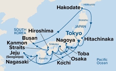 carte Japon, Corée du Sud, 19 jours