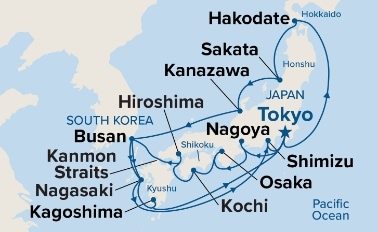 carte Japon, Corée du Sud, 21 jours