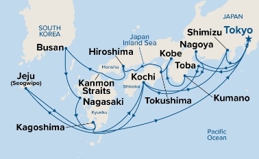 carte Japon, Corée du Sud, 21 jours