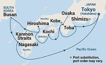 carte Japon, Corée du Sud, 10 jours