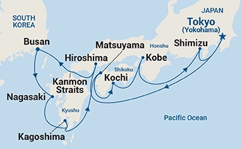 carte Japon, Corée du Sud, 12 jours