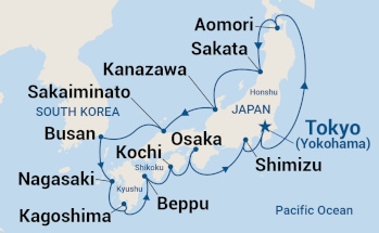 carte Japon, Corée du Sud, 15 jours