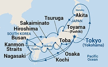 carte Japon, Corée du Sud, 19 jours