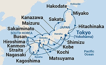 carte Japon, Corée du Sud, 23 jours