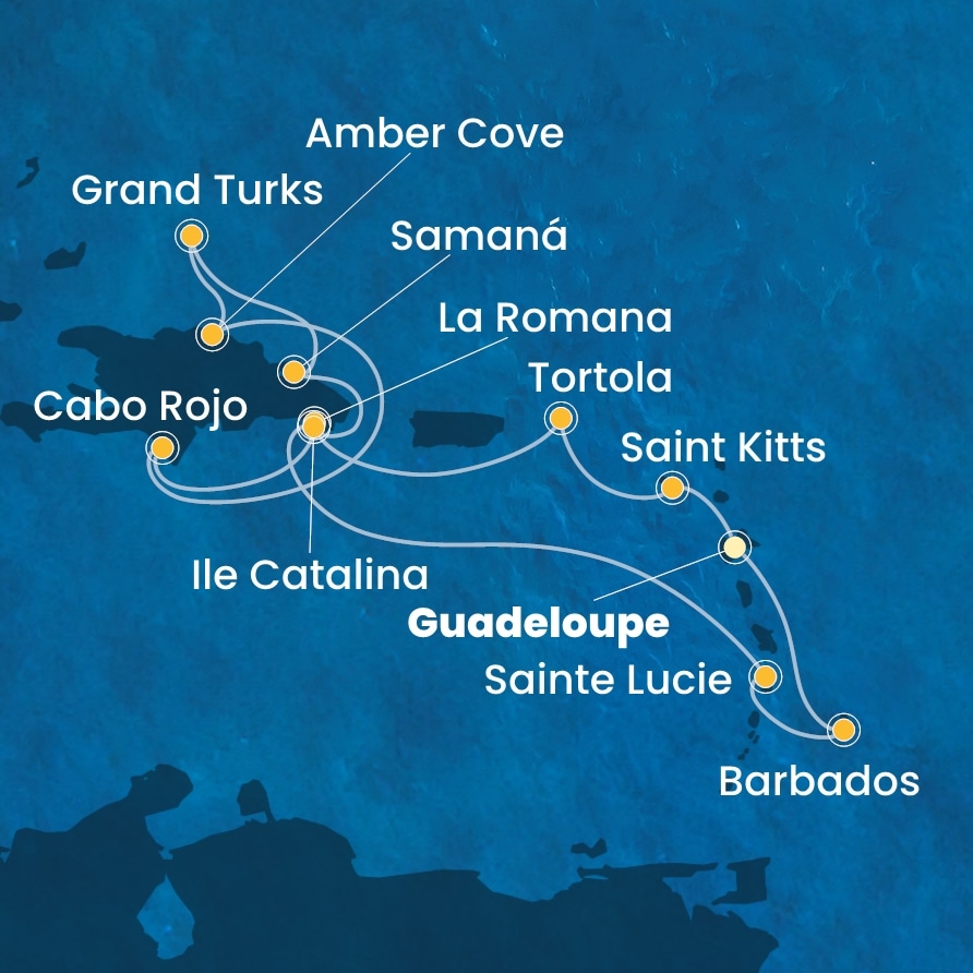 carte Caraïbes et Antilles, 15 jours
