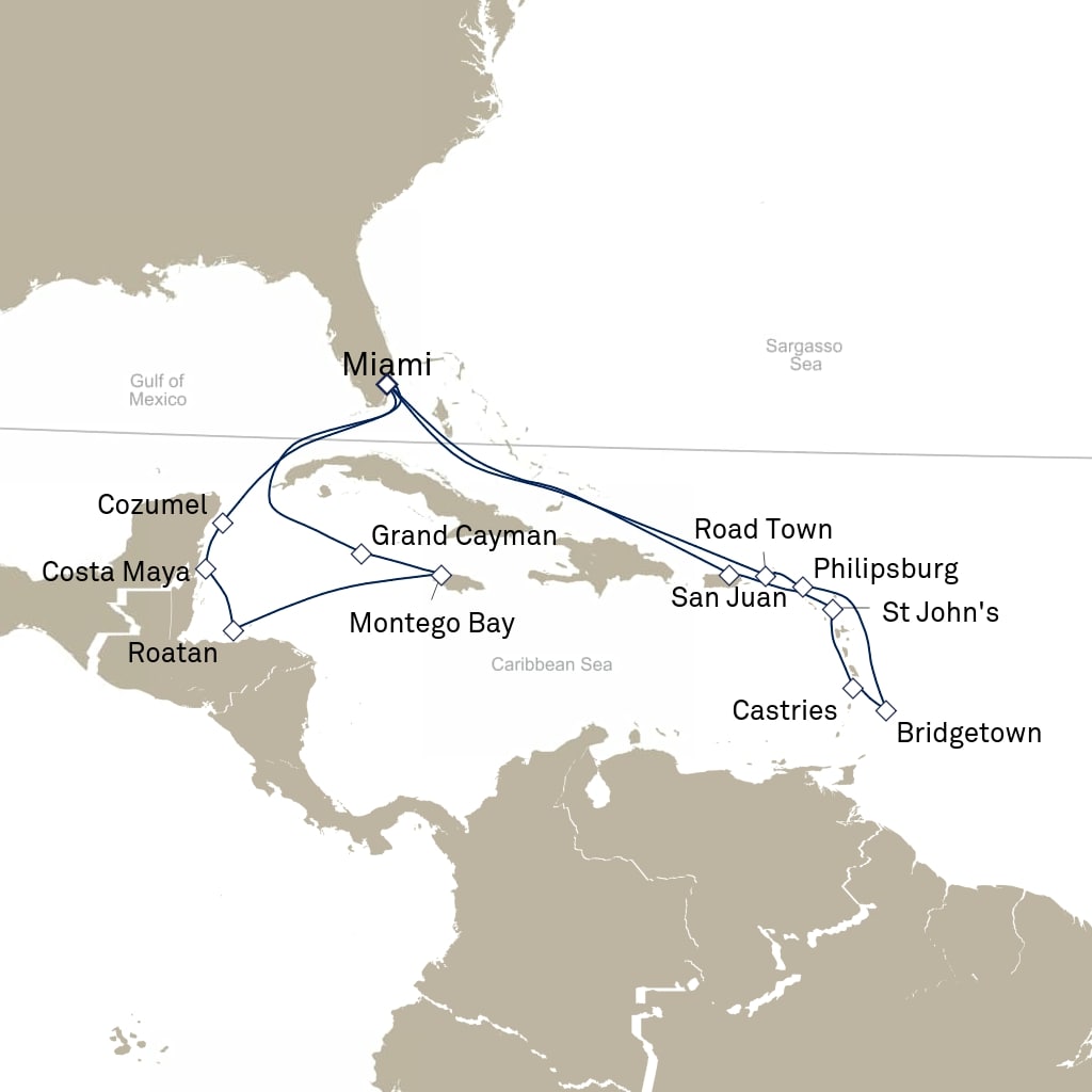 carte Etats-Unis, Porto Rico, Antigua-et-Barbuda - 22 jours