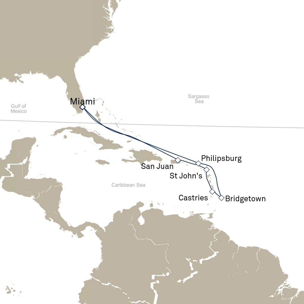 carte Caraïbes et Antilles , 13 jours