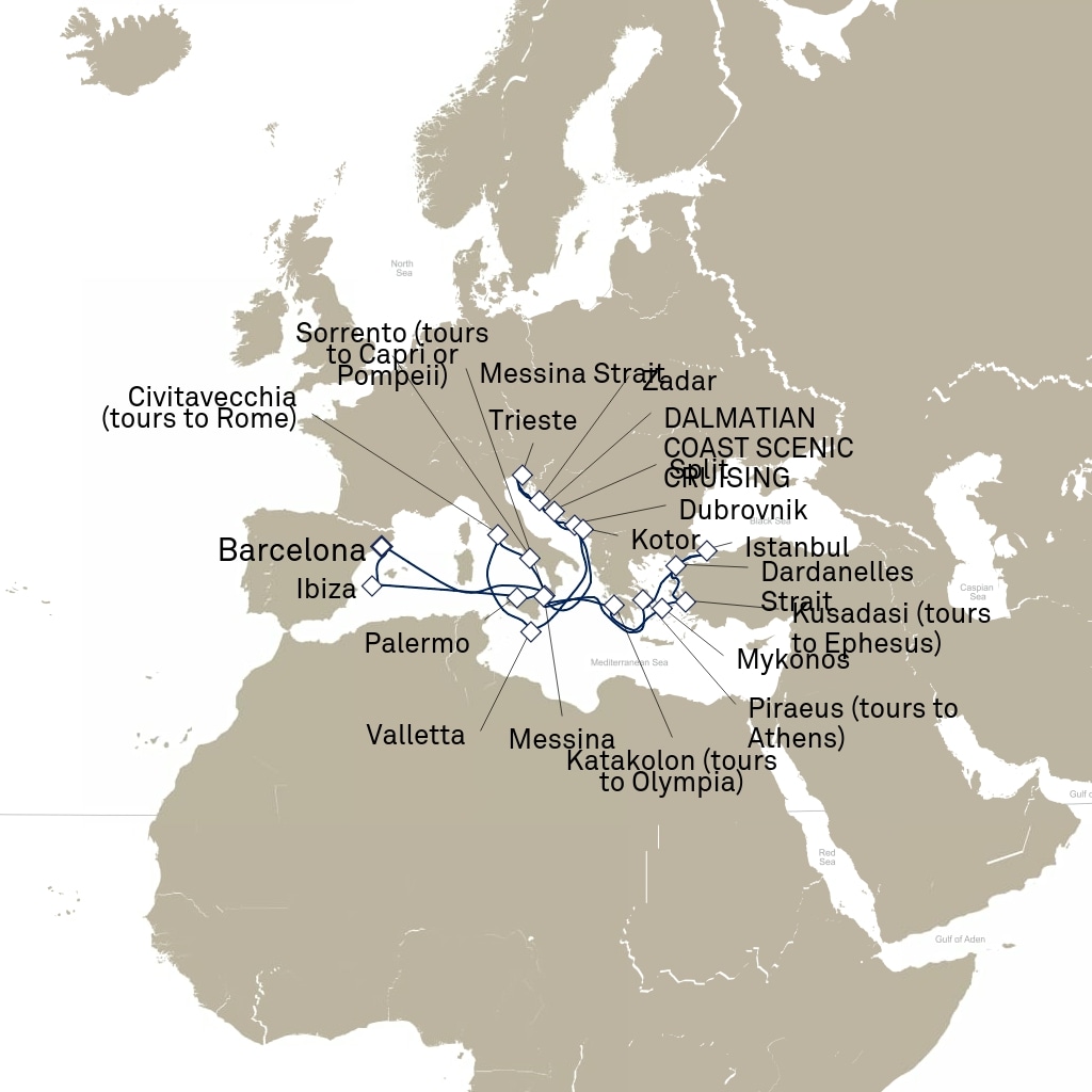carte Espagne, Italie, Grèce - 29 jours
