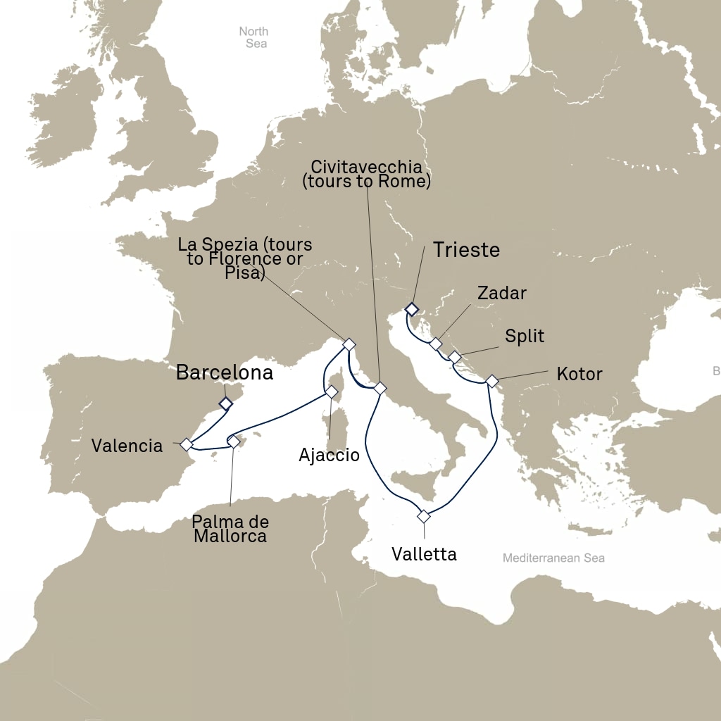 carte Espagne, France, Italie - 15 jours