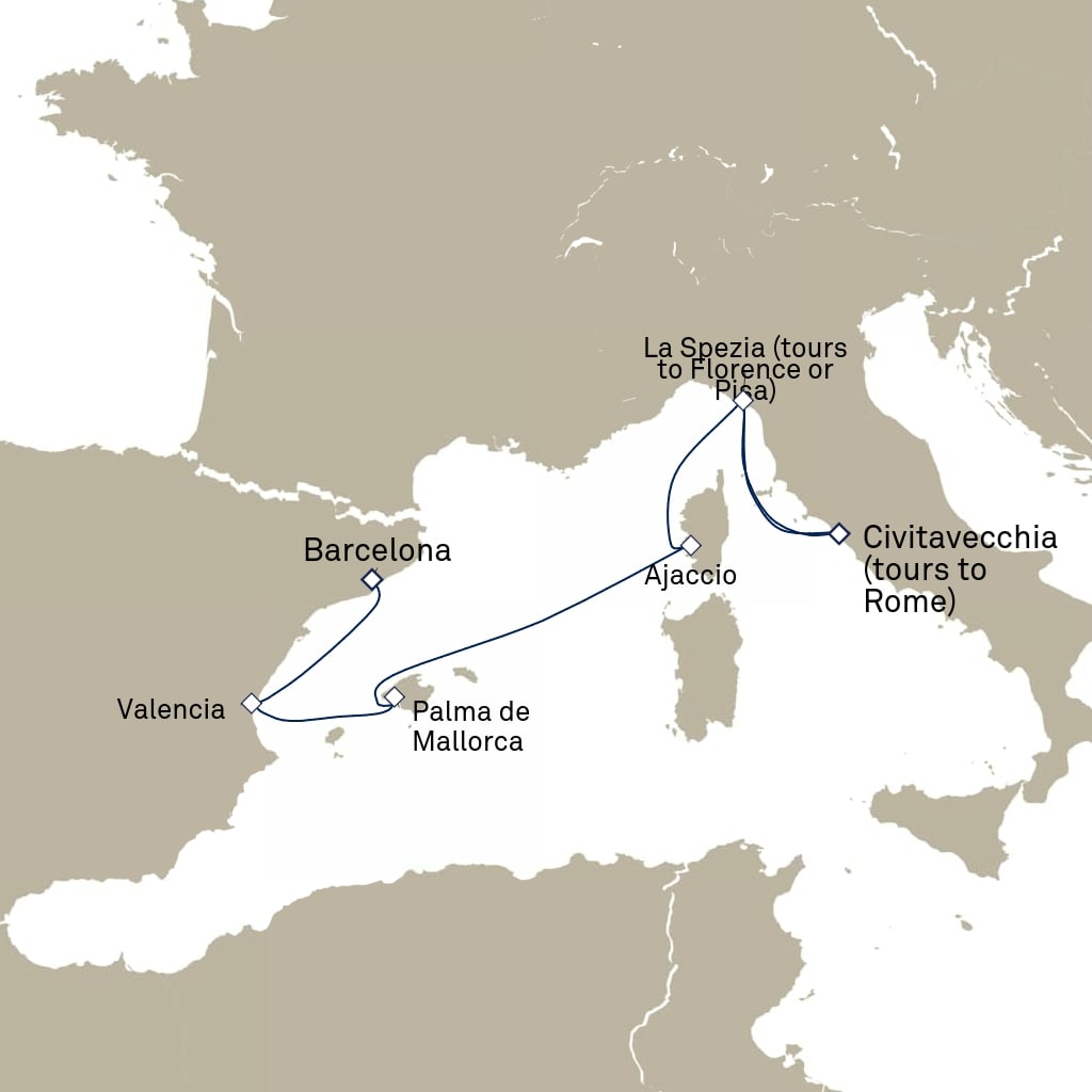 carte Espagne, France, Italie - 8 jours