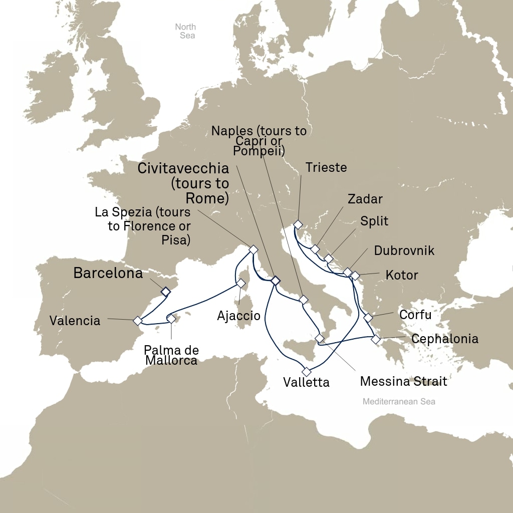 carte Espagne, France, Italie - 22 jours