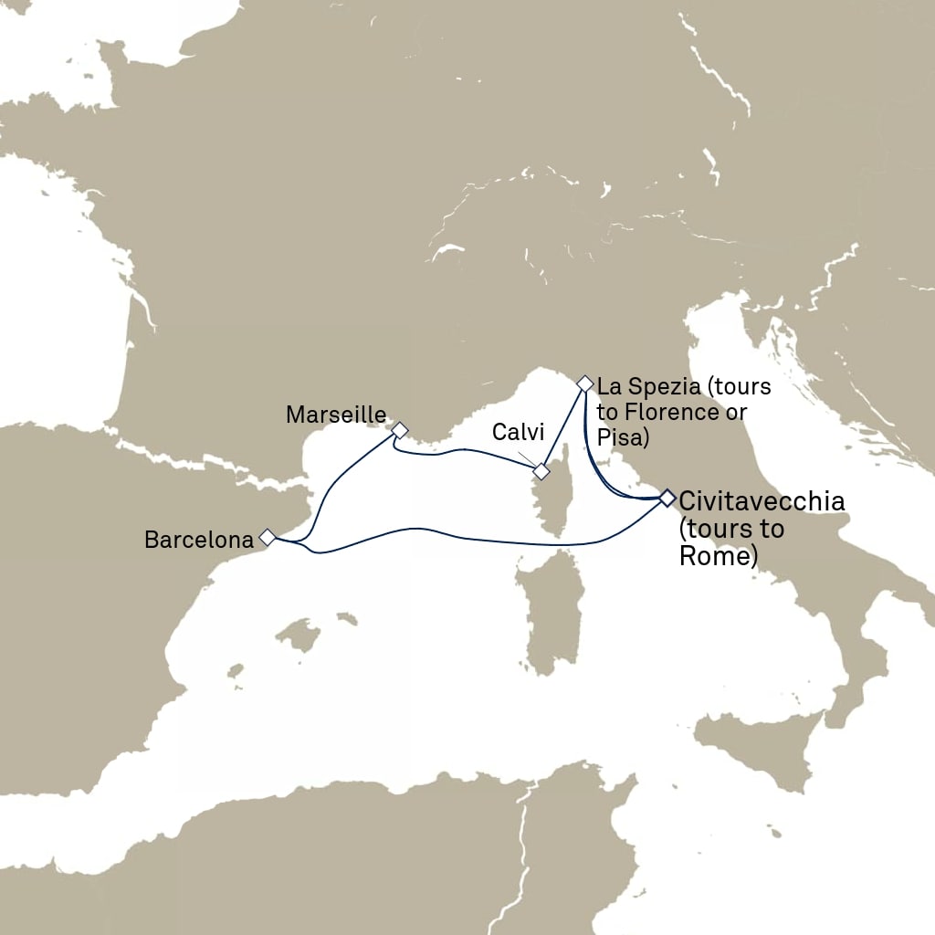 carte Italie, Espagne, France - 8 jours