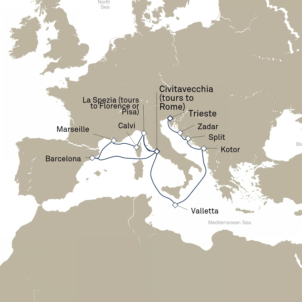 carte Italie, Espagne, France - 15 jours