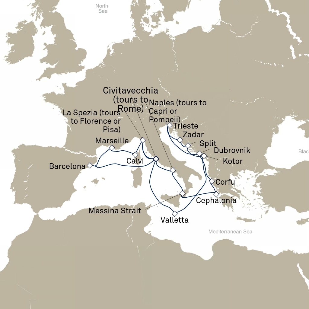carte Italie, Espagne, France - 22 jours