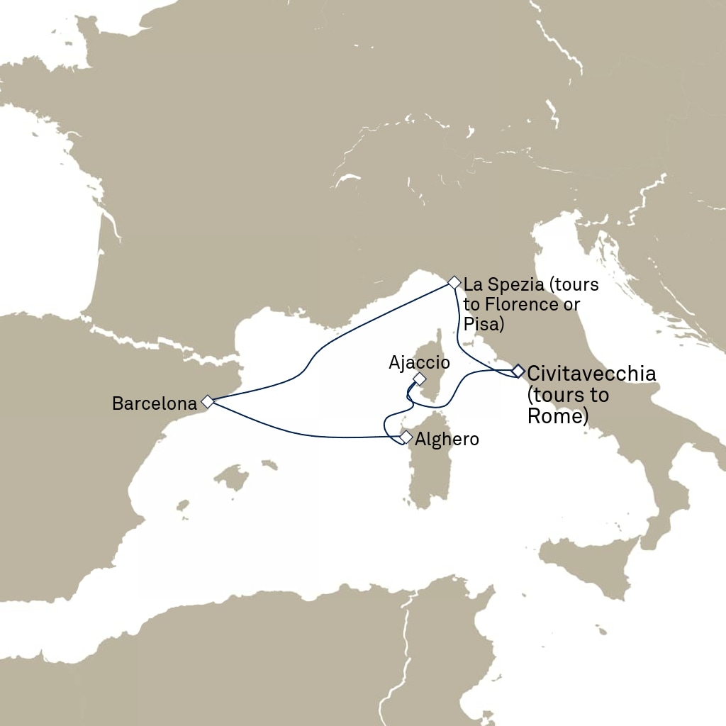 carte Italie, Espagne, France - 8 jours