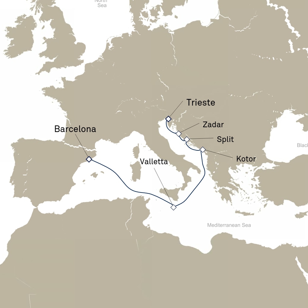 carte Espagne, Malte, Monténégro - 8 jours