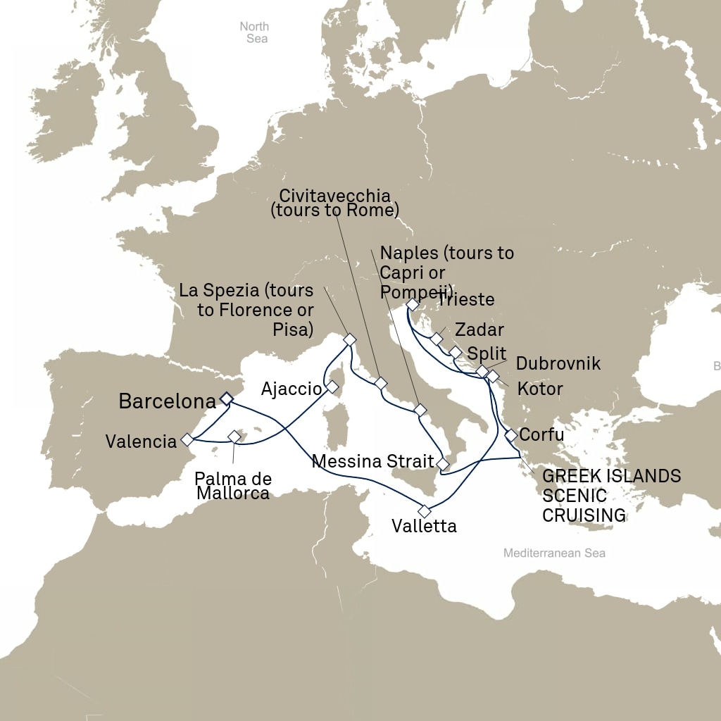 carte Espagne, Malte, Monténégro - 22 jours