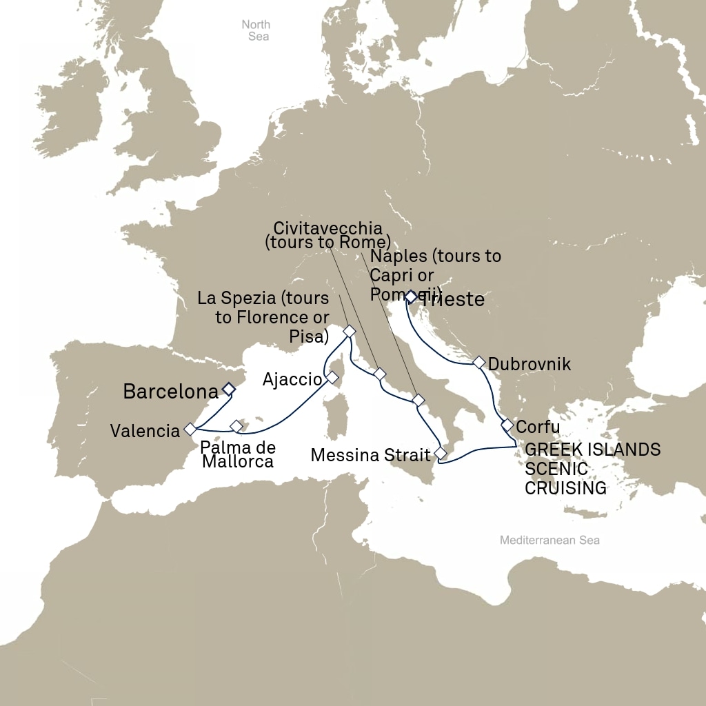 carte Italie, Croatie, Grèce - 15 jours