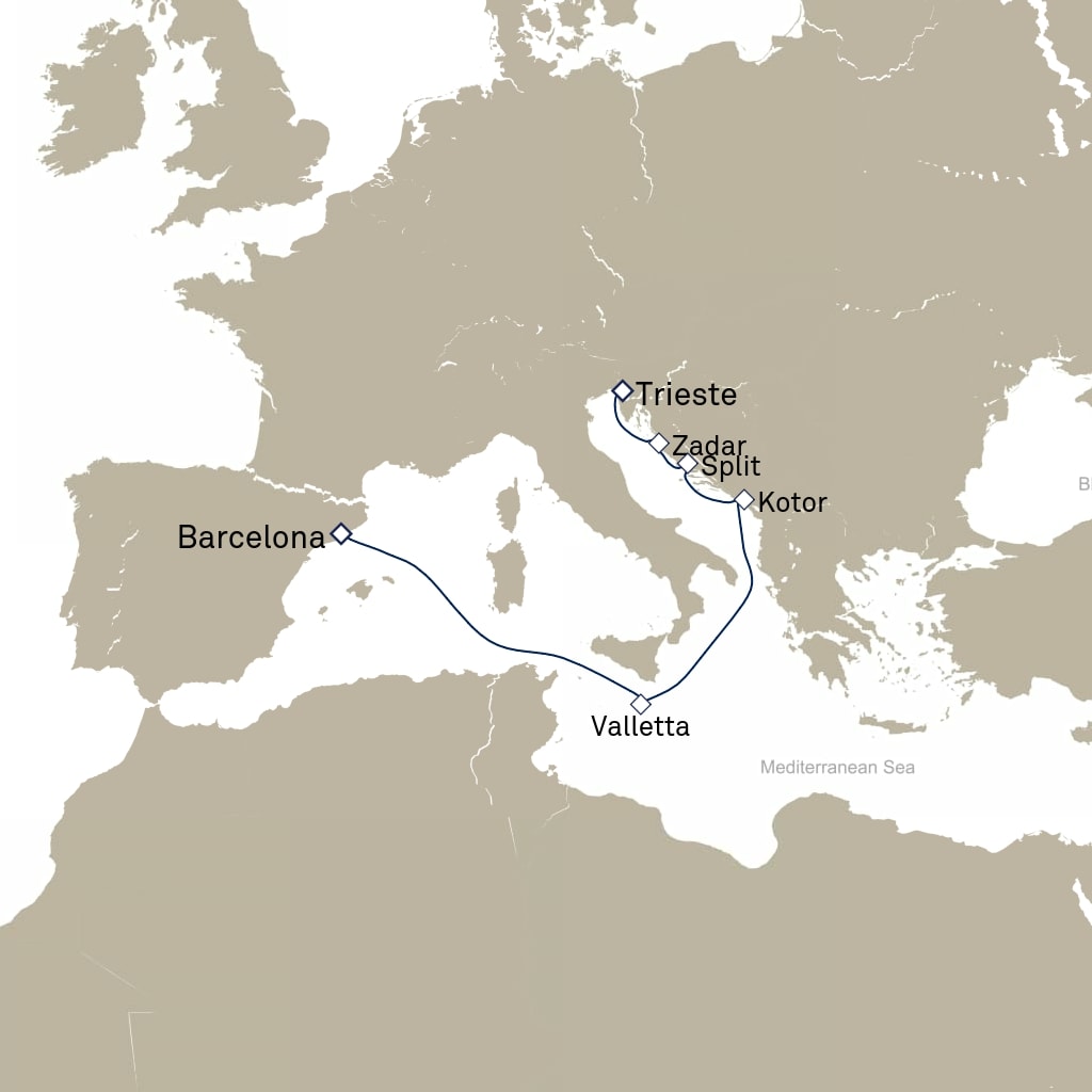 carte Espagne, Malte, Monténégro - 8 jours