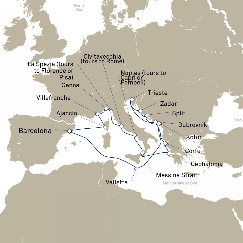 carte Espagne, Malte, Monténégro - 22 jours