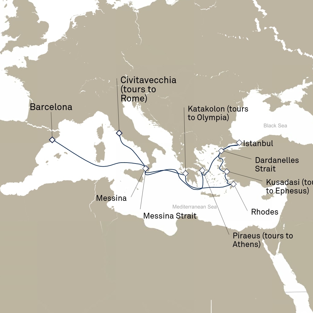 carte Espagne, Italie, Grèce - 15 jours