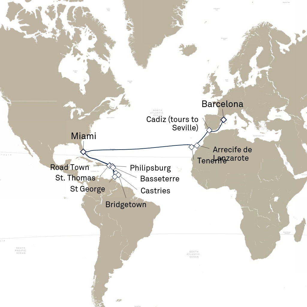 carte Espagne, Etats-Unis, îles Vierges des Etats-Unis - 28 jours