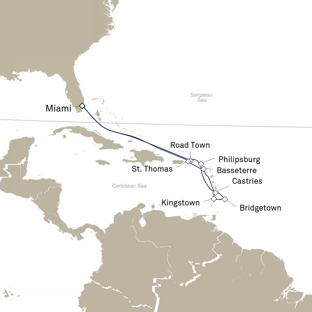 carte Caraïbes et Antilles , 14 jours