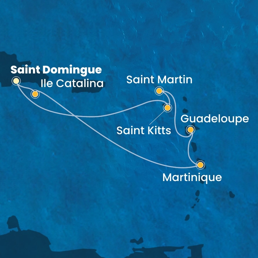 carte Caraïbes et Antilles, 8 jours