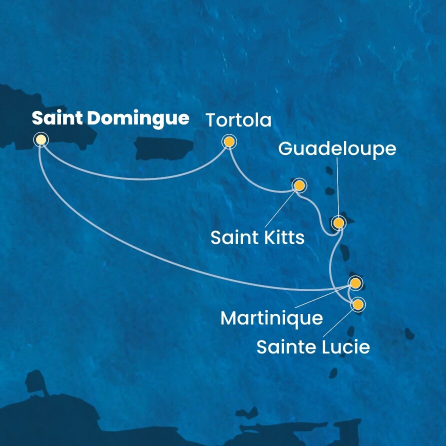 carte Caraïbes et Antilles, 8 jours