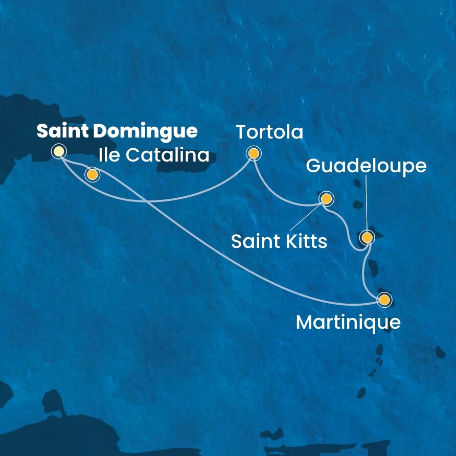 carte Caraïbes et Antilles, 8 jours