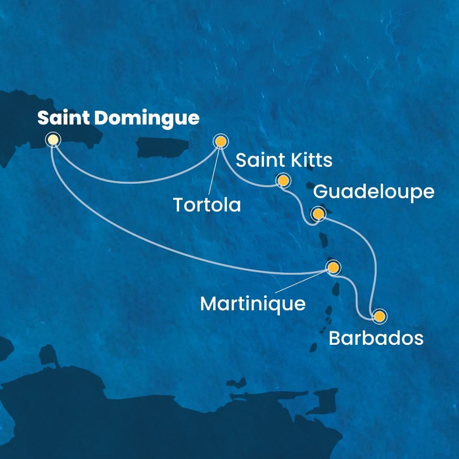 carte Caraïbes et Antilles, 8 jours