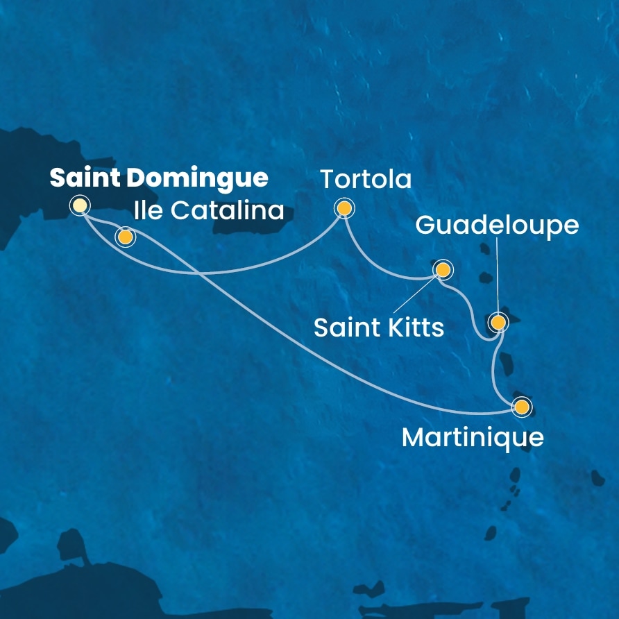 carte Caraïbes et Antilles, 8 jours