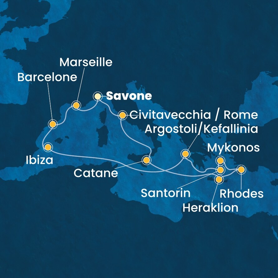 carte Méditerranée, 15 jours
