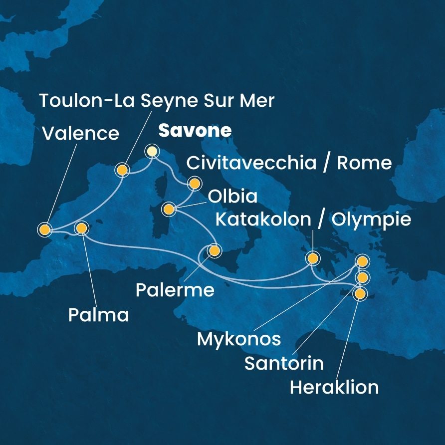 carte Méditerranée, 15 jours