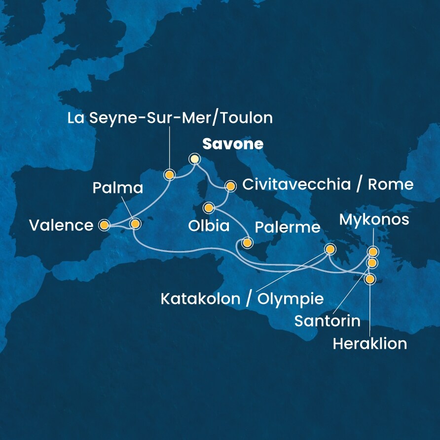 carte Méditerranée, 15 jours