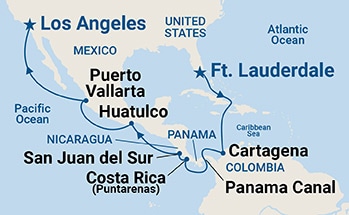 carte Etats-Unis, Colombie, Panama, Costa Rica, Mexique, 16 jours