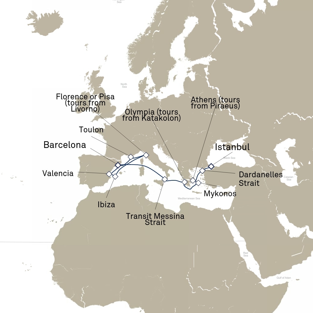 carte Turquie, Grèce, Italie - 15 jours