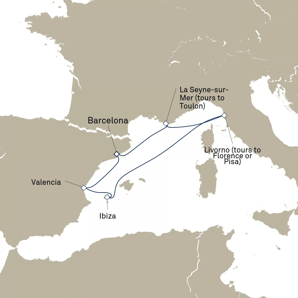 carte Espagne, France, Italie - 8 jours