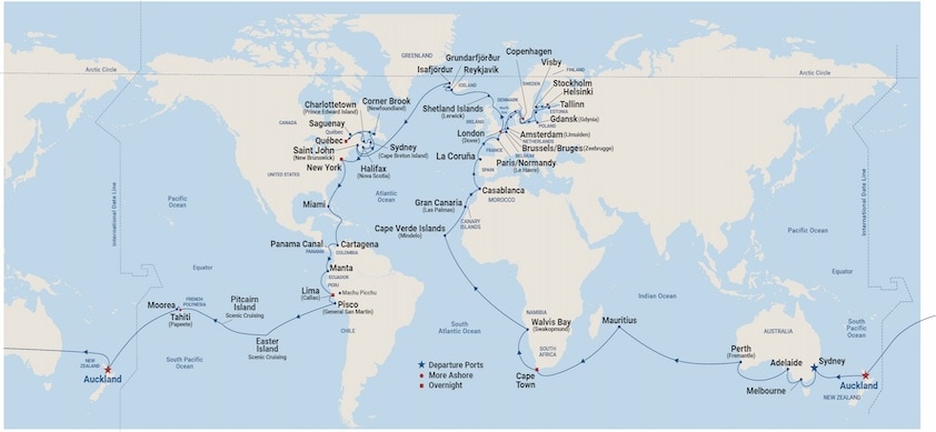 carte Tour du Monde, 115 jours