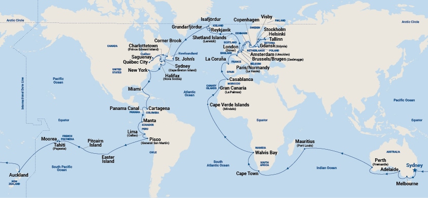 carte Tour du Monde, 117 jours